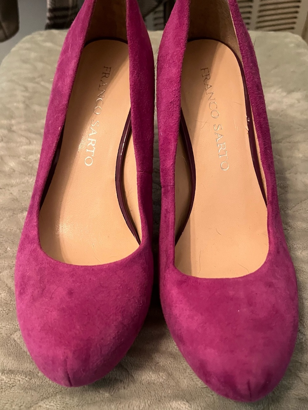 Franco Sarto Magenta Suede Almond-Toe Pumps